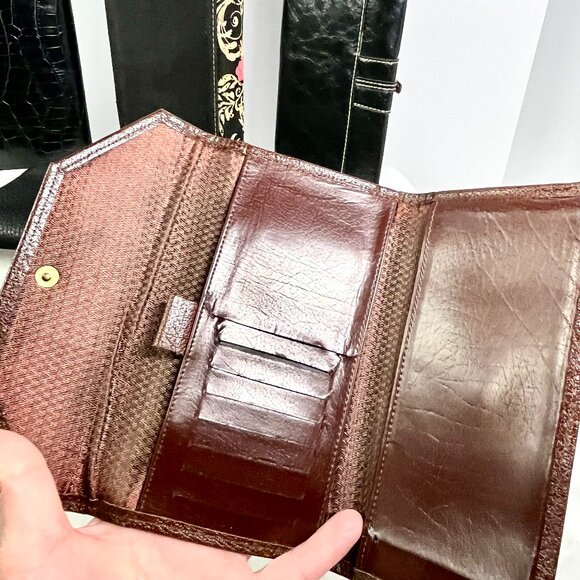 7-Wallet Wardrobe Bundle–Y2K Ed Hardy Tattoo Bifold + Faux & Cowhide Organizers - Picture 7 of 16